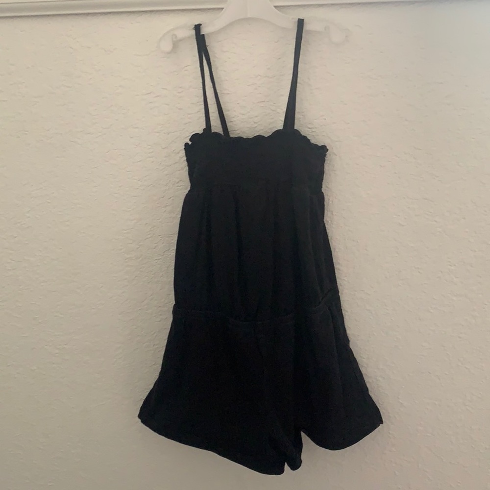 Girls medium 7-8 black shorts jumpsuit/romper